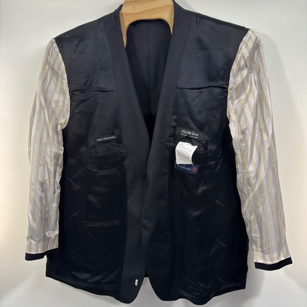 Zegna Cloth Saks Fifth Avenue 50R Black Wool Silk Sport Coat Made in Italy - Picture 8 of 10